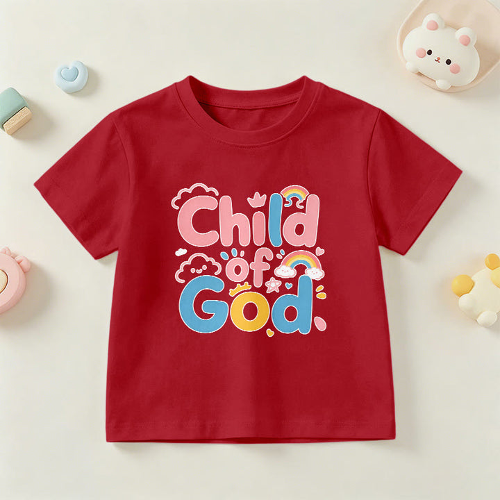 Christianartworkshop Erhebendes Kinder-T-Shirt mit Regenbogenakzenten „Kind Gottes“ - Rot - US/GB/AU 14, EU 170 - image 6