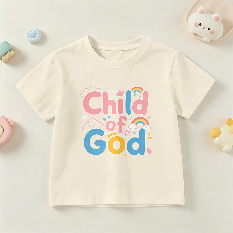 Christianartworkshop Erhebendes Kinder-T-Shirt mit Regenbogenakzenten „Kind Gottes“ - Beige - US/GB/AU 14, EU 170 - image 21