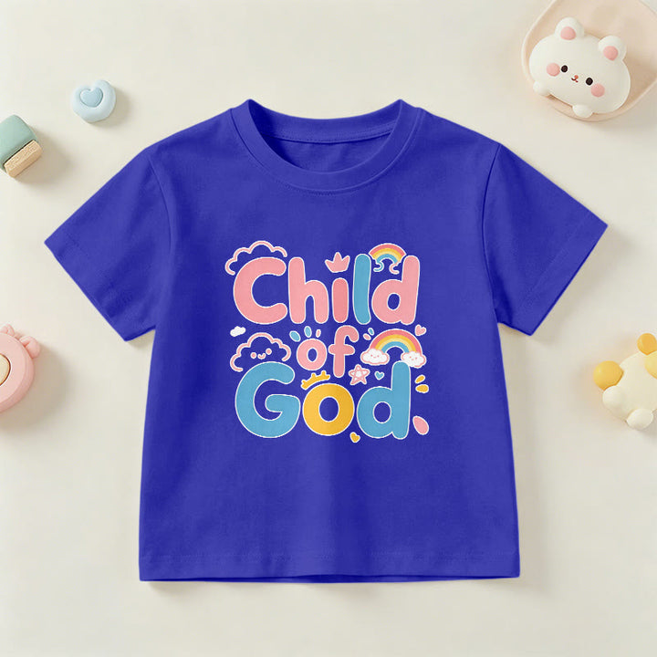 Christianartworkshop Erhebendes Kinder-T-Shirt mit Regenbogenakzenten „Kind Gottes“ - Blau - US/GB/AU 14, EU 170 - image 0