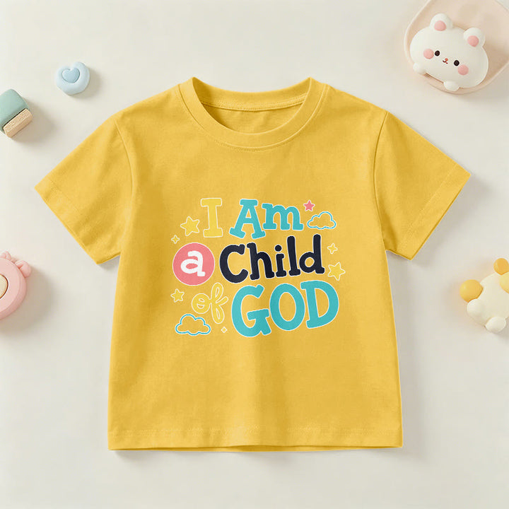 Christianartworkshop Andachtsvolles, verspieltes Wolken- und Sternenmotiv – Ich bin ein Kind Gottes – Kinder-T-Shirt - Gelb - US/GB/AU 14, EU 170 - image 27
