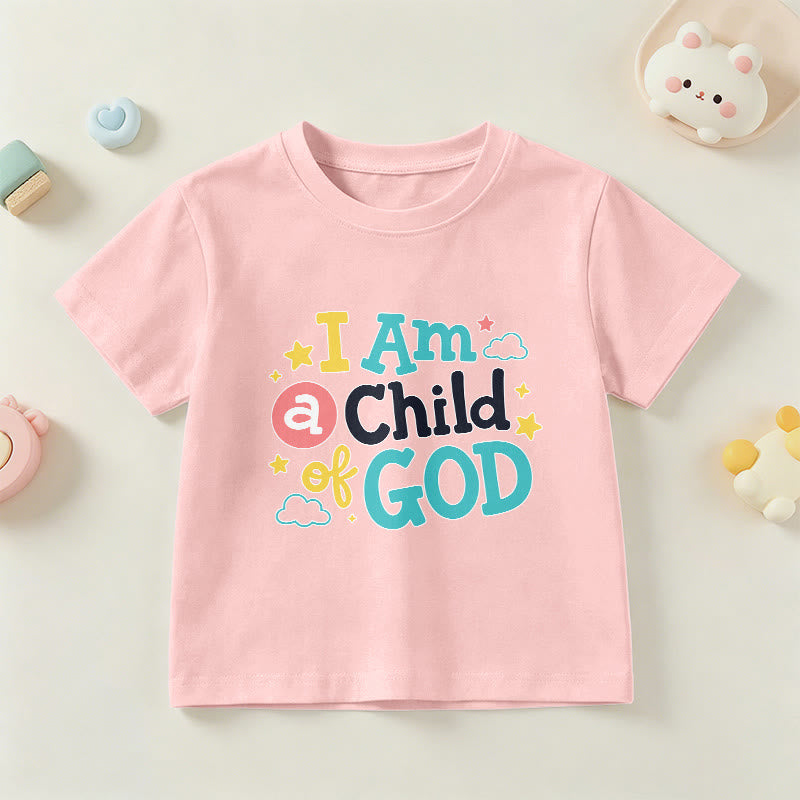 Christianartworkshop Andachtsvolles, verspieltes Wolken- und Sternenmotiv – Ich bin ein Kind Gottes – Kinder-T-Shirt - Rosa - US/GB/AU 14, EU 170 - image 9
