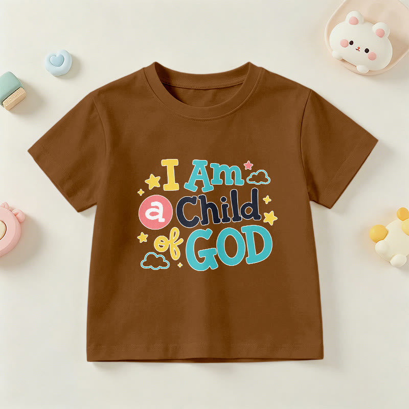 Christianartworkshop Andachtsvolles, verspieltes Wolken- und Sternenmotiv – Ich bin ein Kind Gottes – Kinder-T-Shirt - Braun - US/GB/AU 14, EU 170 - image 18