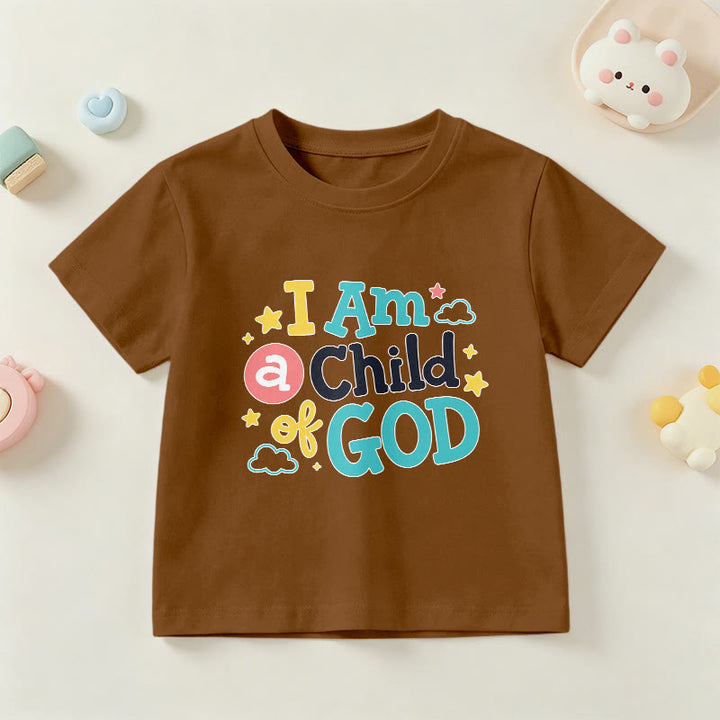 Christianartworkshop Andachtsvolles, verspieltes Wolken- und Sternenmotiv – Ich bin ein Kind Gottes – Kinder-T-Shirt - Braun - US/GB/AU 14, EU 170 - image 18