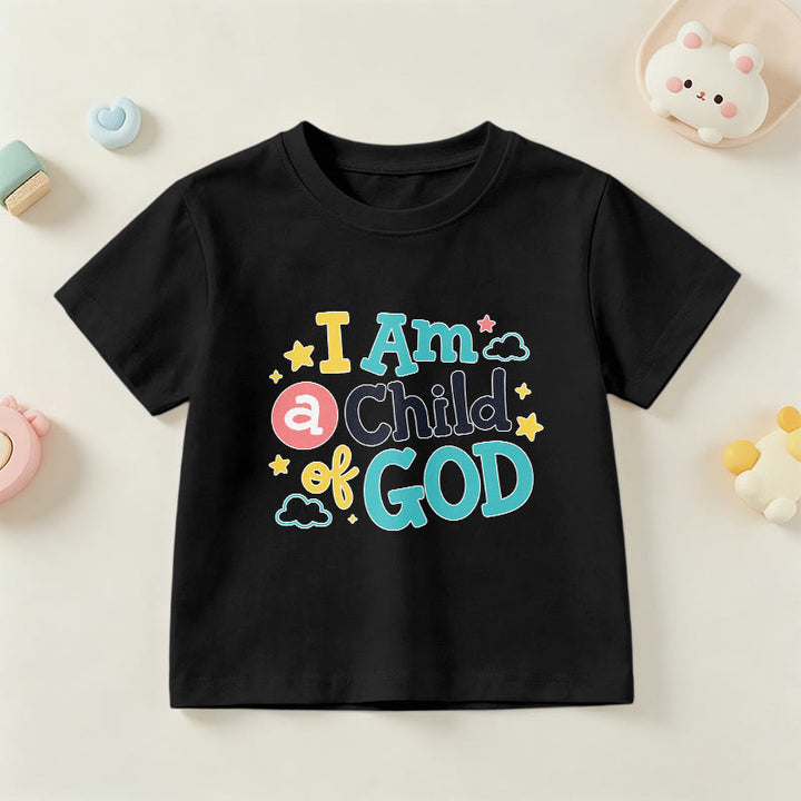 Christianartworkshop Andachtsvolles, verspieltes Wolken- und Sternenmotiv – Ich bin ein Kind Gottes – Kinder-T-Shirt - Schwarz - US/GB/AU 14, EU 170 - image 24