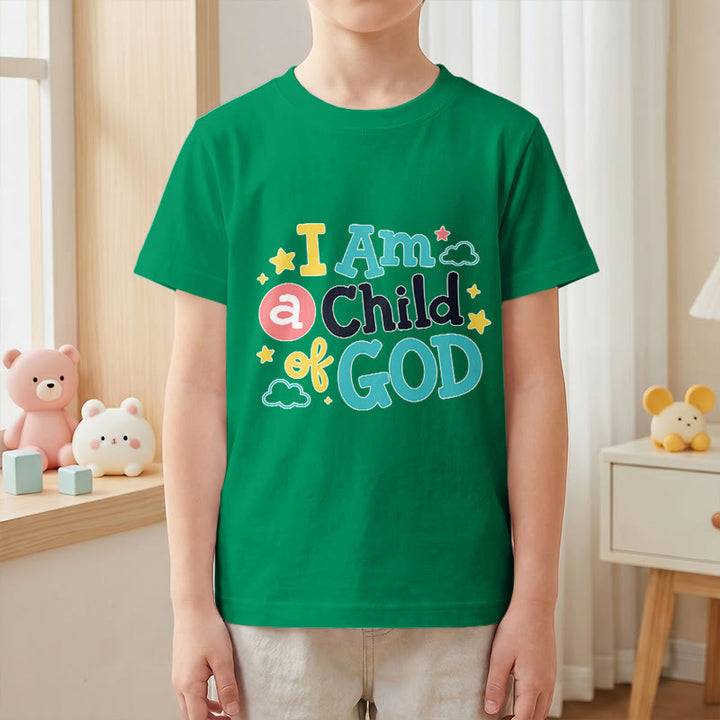 Christianartworkshop Andachtsvolles, verspieltes Wolken- und Sternenmotiv – Ich bin ein Kind Gottes – Kinder-T-Shirt - image 13