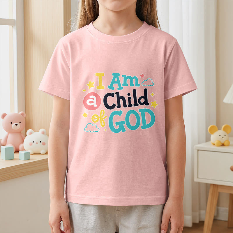 Christianartworkshop Andachtsvolles, verspieltes Wolken- und Sternenmotiv – Ich bin ein Kind Gottes – Kinder-T-Shirt - image 11