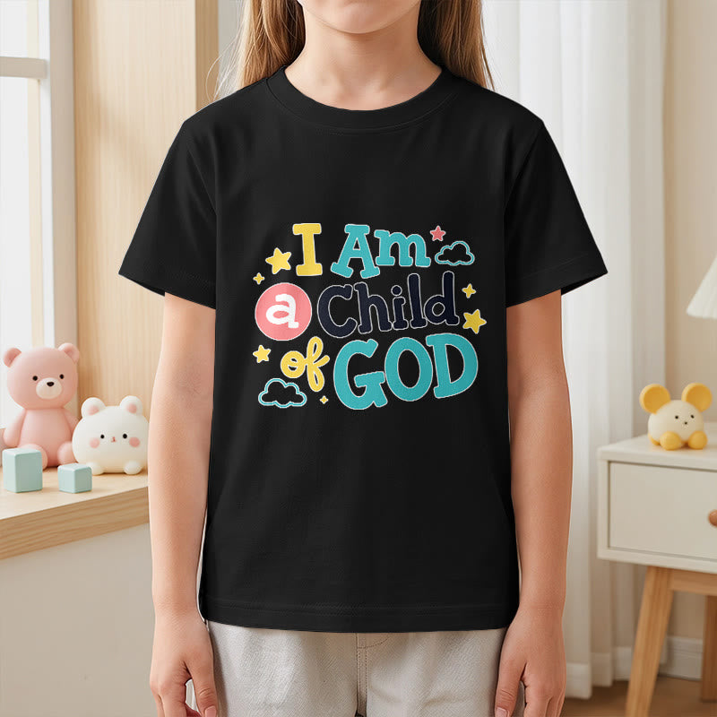 Christianartworkshop Andachtsvolles, verspieltes Wolken- und Sternenmotiv – Ich bin ein Kind Gottes – Kinder-T-Shirt - image 26