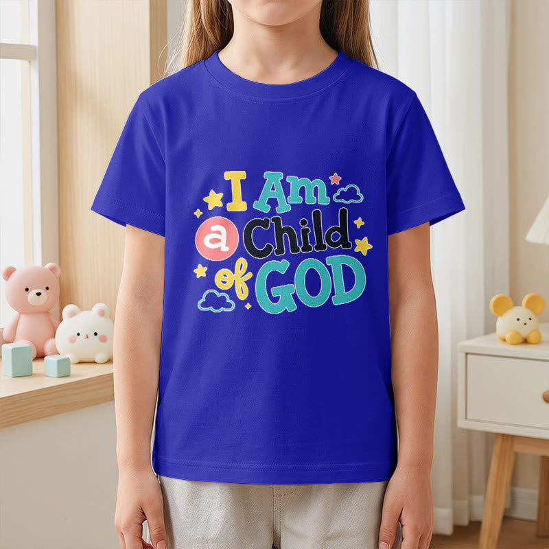 Christianartworkshop Andachtsvolles, verspieltes Wolken- und Sternenmotiv – Ich bin ein Kind Gottes – Kinder-T-Shirt - image 5