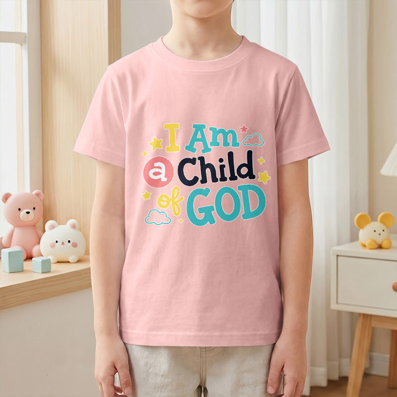 Christianartworkshop Andachtsvolles, verspieltes Wolken- und Sternenmotiv – Ich bin ein Kind Gottes – Kinder-T-Shirt - image 10