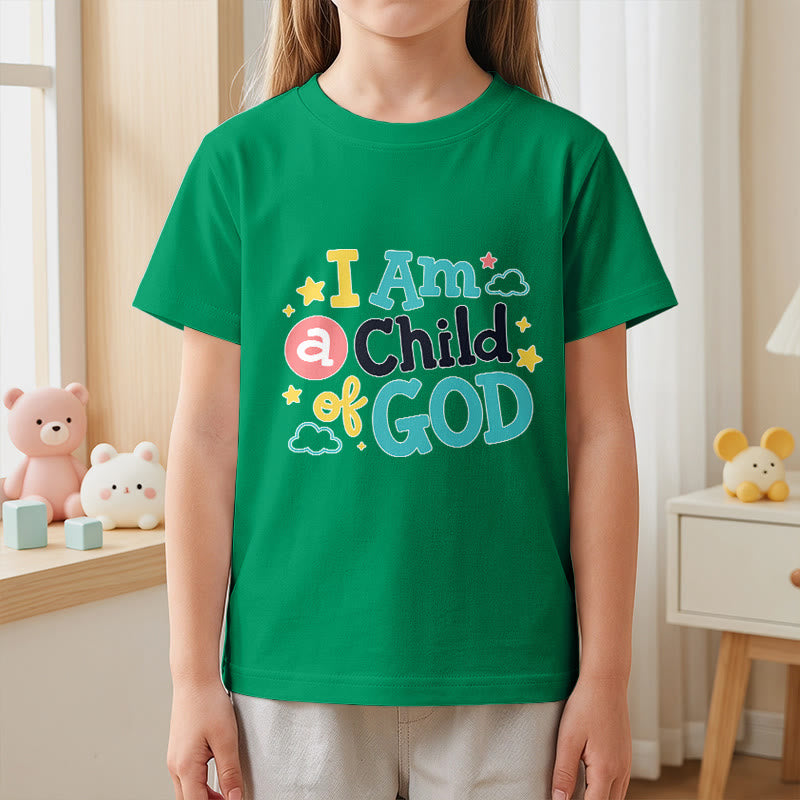 Christianartworkshop Andachtsvolles, verspieltes Wolken- und Sternenmotiv – Ich bin ein Kind Gottes – Kinder-T-Shirt - image 14