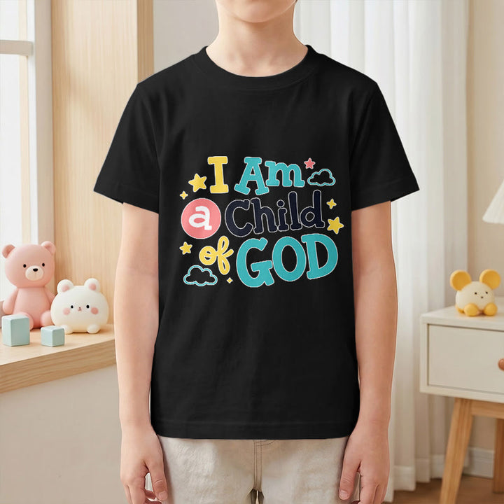 Christianartworkshop Andachtsvolles, verspieltes Wolken- und Sternenmotiv – Ich bin ein Kind Gottes – Kinder-T-Shirt - image 25