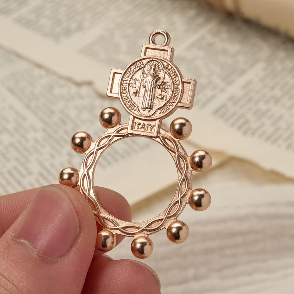 Christianartworkshop Rosenkranz des heiligen Benedikt mit Perlenkranz: Ein Symbol göttlichen Schutzes - Der heilige Benedikt - Set mit 10 Stück - image 0