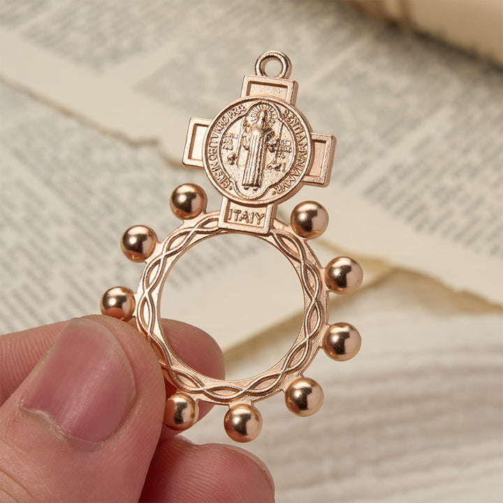 Christianartworkshop Rosenkranz des heiligen Benedikt mit Perlenkranz: Ein Symbol göttlichen Schutzes - Der heilige Benedikt - Set mit 10 Stück - image 0