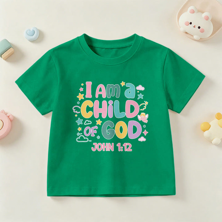 Christianartworkshop Verspieltes Engel- und Sternenmotiv „Ich bin ein Kind Gottes“ (Johannes 1,12) Kinder-T-Shirt - Grün - US/GB/AU 14, EU 170 - image 15
