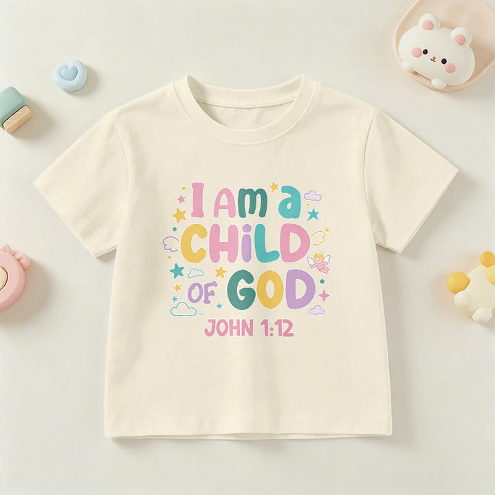 Christianartworkshop Verspieltes Engel- und Sternenmotiv „Ich bin ein Kind Gottes“ (Johannes 1,12) Kinder-T-Shirt - Beige - US/GB/AU 14, EU 170 - image 24