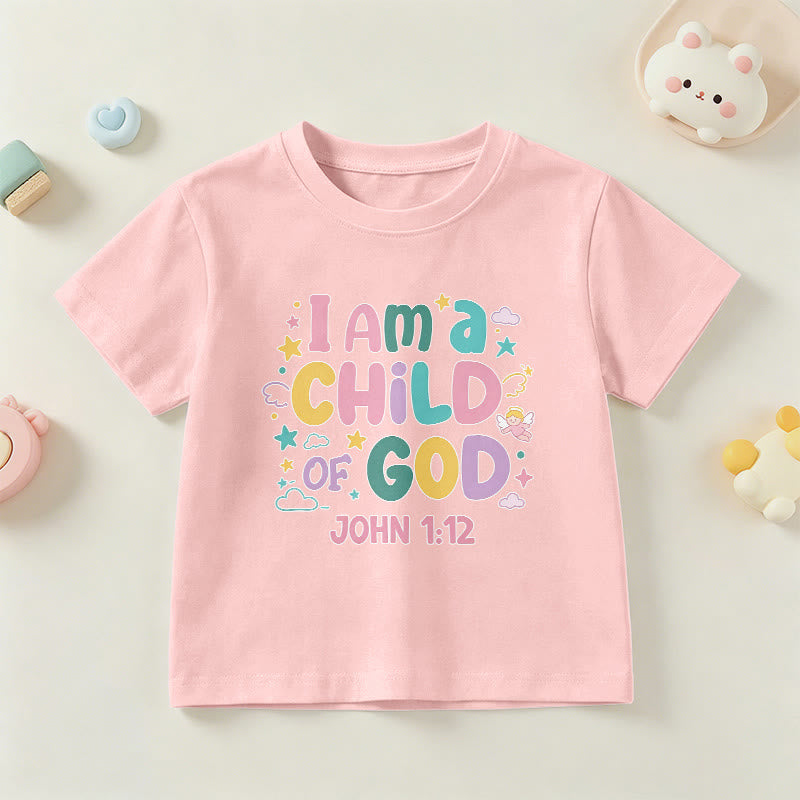 Christianartworkshop Verspieltes Engel- und Sternenmotiv „Ich bin ein Kind Gottes“ (Johannes 1,12) Kinder-T-Shirt - Rosa - US/GB/AU 14, EU 170 - image 12