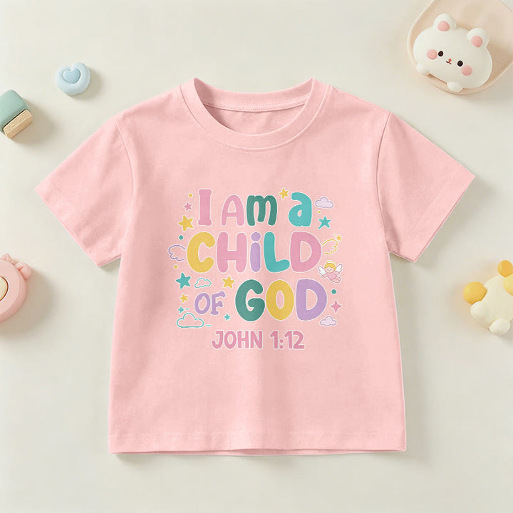 Christianartworkshop Verspieltes Engel- und Sternenmotiv „Ich bin ein Kind Gottes“ (Johannes 1,12) Kinder-T-Shirt - Rosa - US/GB/AU 14, EU 170 - image 12