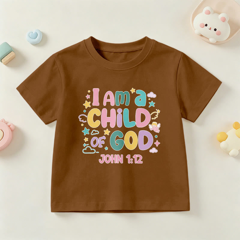 Christianartworkshop Verspieltes Engel- und Sternenmotiv „Ich bin ein Kind Gottes“ (Johannes 1,12) Kinder-T-Shirt - Braun - US/GB/AU 14, EU 170 - image 21