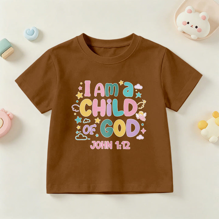 Christianartworkshop Verspieltes Engel- und Sternenmotiv „Ich bin ein Kind Gottes“ (Johannes 1,12) Kinder-T-Shirt - Braun - US/GB/AU 14, EU 170 - image 21