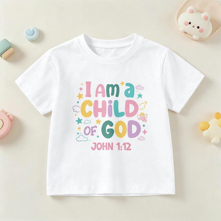Christianartworkshop Verspieltes Engel- und Sternenmotiv „Ich bin ein Kind Gottes“ (Johannes 1,12) Kinder-T-Shirt - Weiß - US/GB/AU 14, EU 170 - image 18