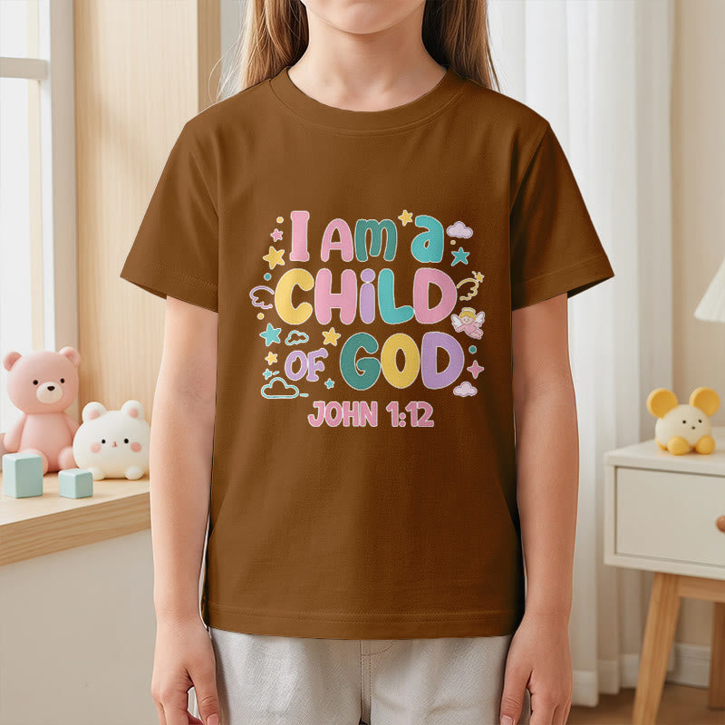 Christianartworkshop Verspieltes Engel- und Sternenmotiv „Ich bin ein Kind Gottes“ (Johannes 1,12) Kinder-T-Shirt - image 23