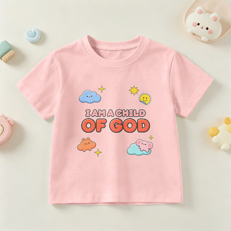 Christianartworkshop Verspieltes T-Shirt mit lächelnder Wolke und Sonne – Ich bin ein Kind Gottes - Rosa - US/GB/AU 14, EU 170 - image 12