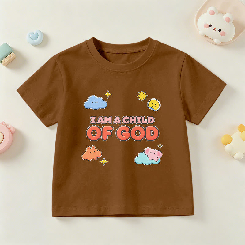 Christianartworkshop Verspieltes T-Shirt mit lächelnder Wolke und Sonne – Ich bin ein Kind Gottes - Braun - US/GB/AU 14, EU 170 - image 18
