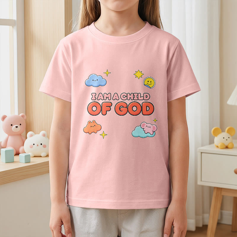 Christianartworkshop Verspieltes T-Shirt mit lächelnder Wolke und Sonne – Ich bin ein Kind Gottes - image 14