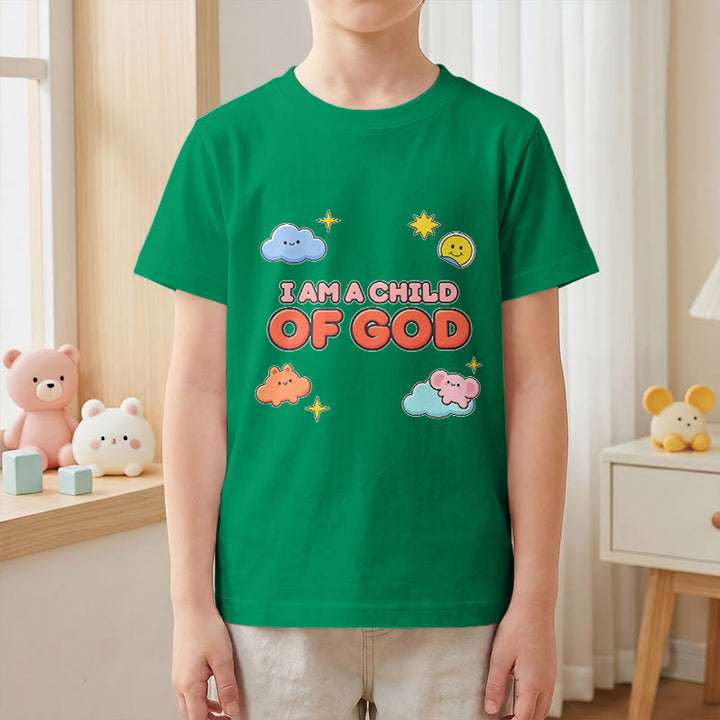 Christianartworkshop Verspieltes T-Shirt mit lächelnder Wolke und Sonne – Ich bin ein Kind Gottes - image 16