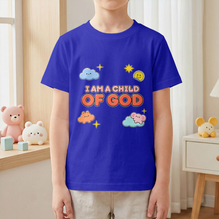 Christianartworkshop Verspieltes T-Shirt mit lächelnder Wolke und Sonne – Ich bin ein Kind Gottes - image 4