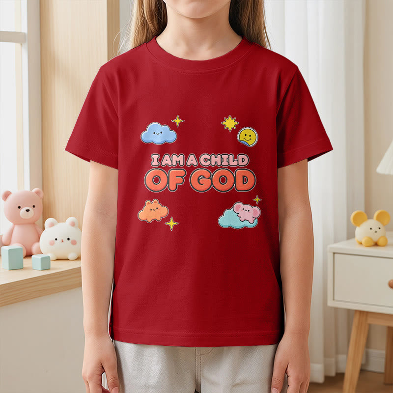 Christianartworkshop Verspieltes T-Shirt mit lächelnder Wolke und Sonne – Ich bin ein Kind Gottes - image 11