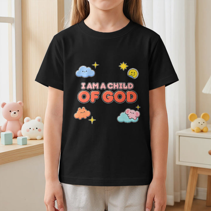 Christianartworkshop Verspieltes T-Shirt mit lächelnder Wolke und Sonne – Ich bin ein Kind Gottes - image 26