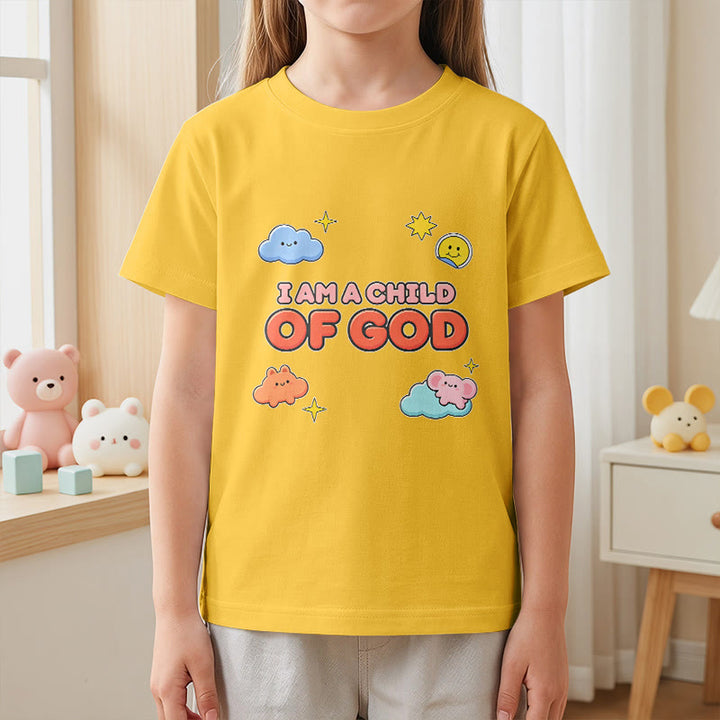 Christianartworkshop Verspieltes T-Shirt mit lächelnder Wolke und Sonne – Ich bin ein Kind Gottes - image 29