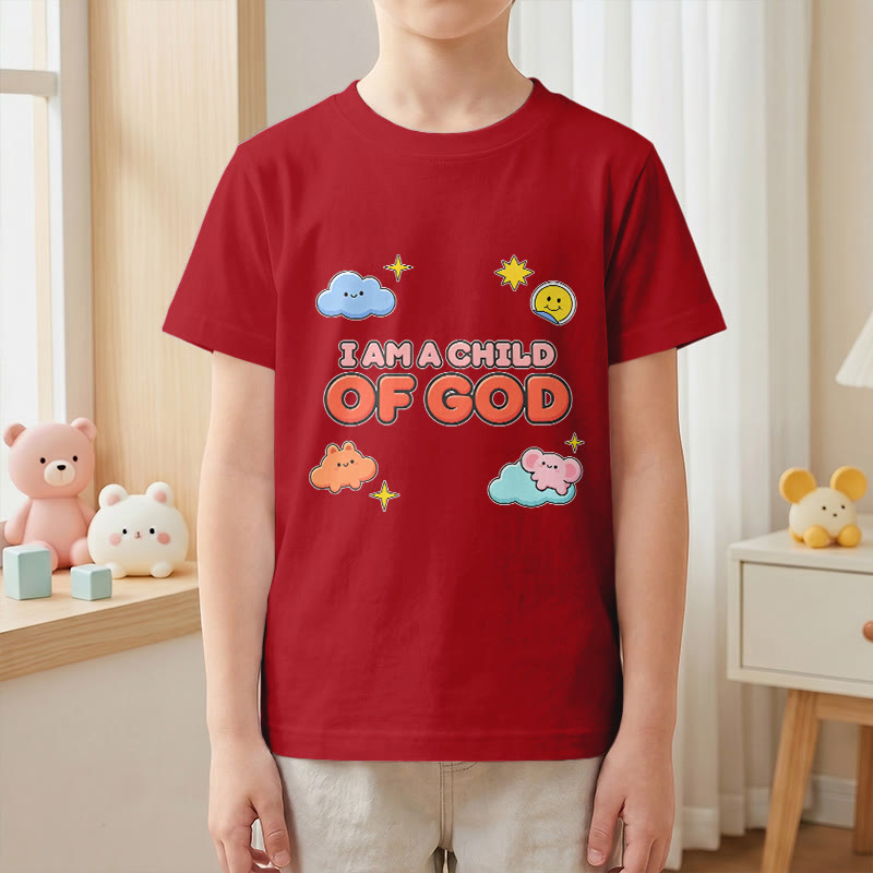 Christianartworkshop Verspieltes T-Shirt mit lächelnder Wolke und Sonne – Ich bin ein Kind Gottes - image 10