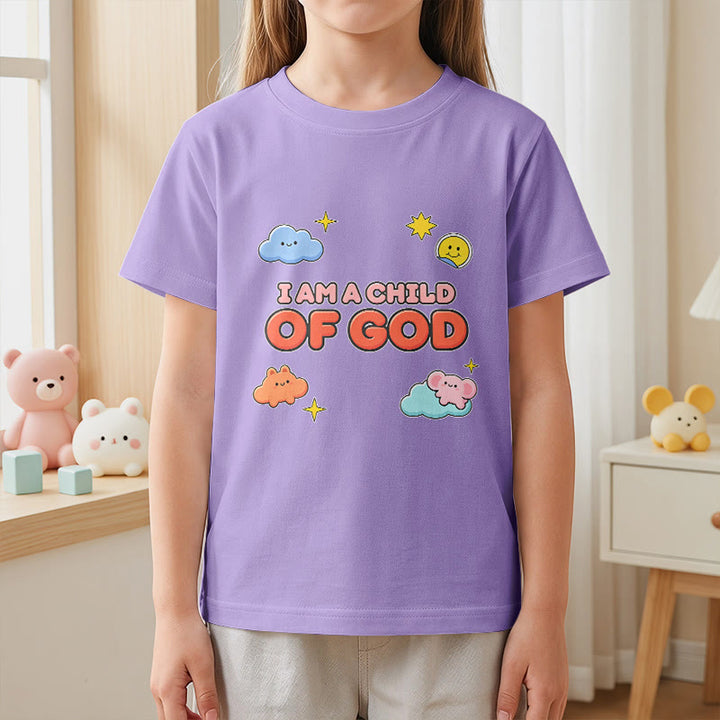 Christianartworkshop Verspieltes T-Shirt mit lächelnder Wolke und Sonne – Ich bin ein Kind Gottes - image 8