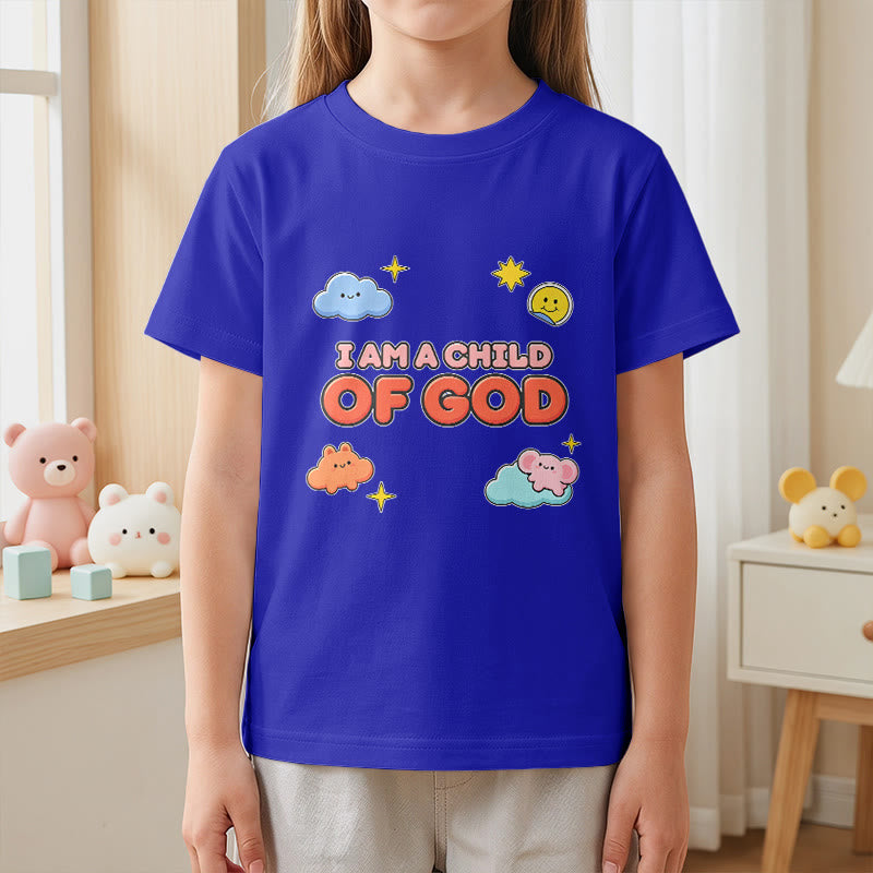 Christianartworkshop Verspieltes T-Shirt mit lächelnder Wolke und Sonne – Ich bin ein Kind Gottes - image 5
