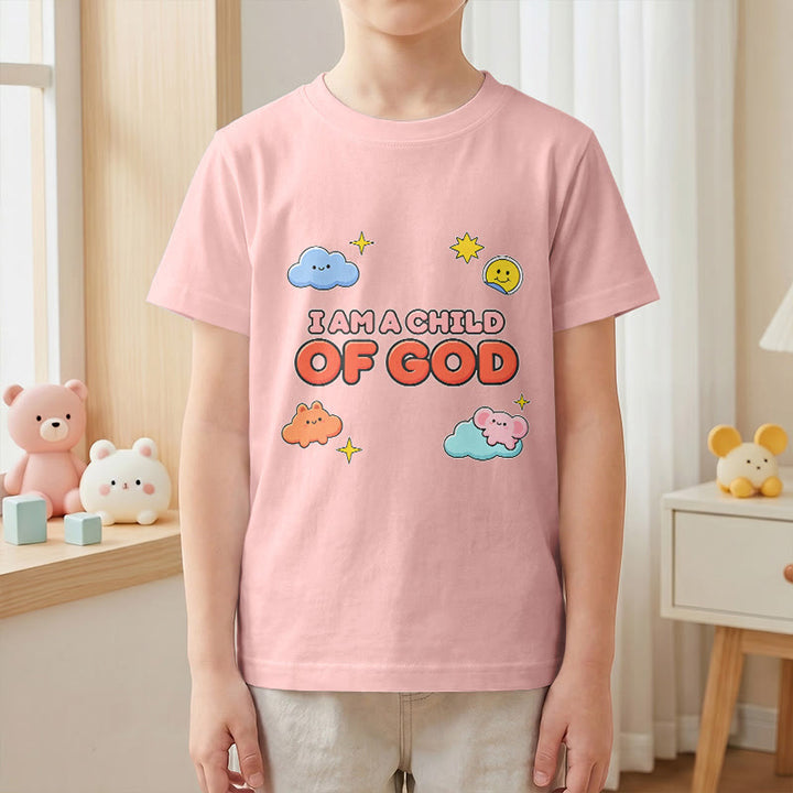 Christianartworkshop Verspieltes T-Shirt mit lächelnder Wolke und Sonne – Ich bin ein Kind Gottes - image 13