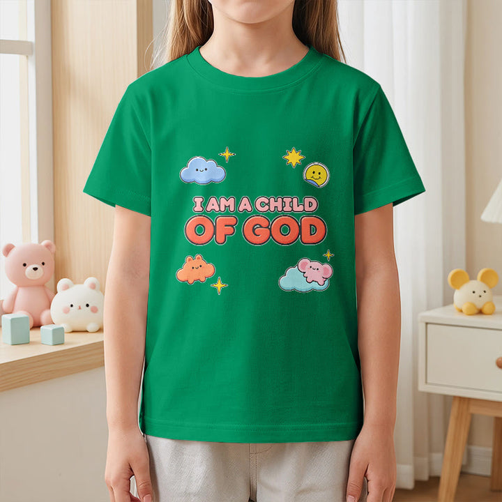 Christianartworkshop Verspieltes T-Shirt mit lächelnder Wolke und Sonne – Ich bin ein Kind Gottes - image 17