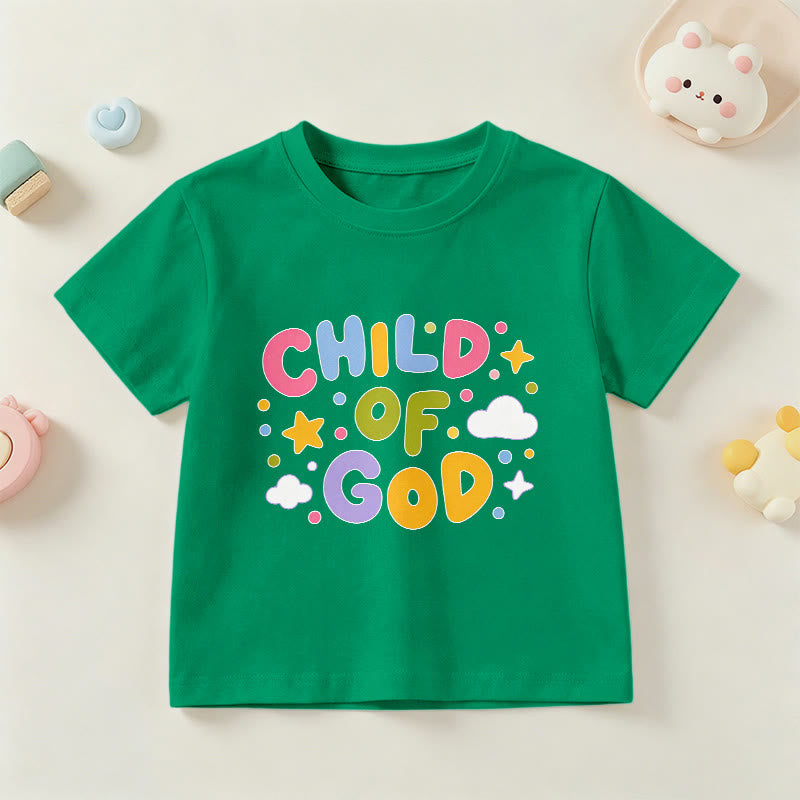 Christianartworkshop Verspieltes Kinder-T-Shirt mit Pastell-Blockbuchstaben und Aufdruck „Kind Gottes“. - Grün - US/GB/AU 14, EU 170 - image 0