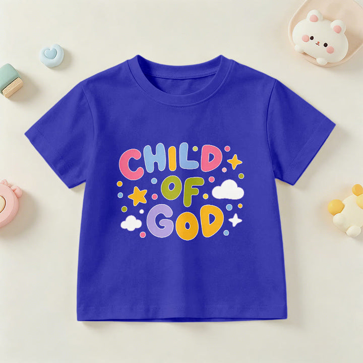Christianartworkshop Verspieltes Kinder-T-Shirt mit Pastell-Blockbuchstaben und Aufdruck „Kind Gottes“. - Blau - US/GB/AU 14, EU 170 - image 6