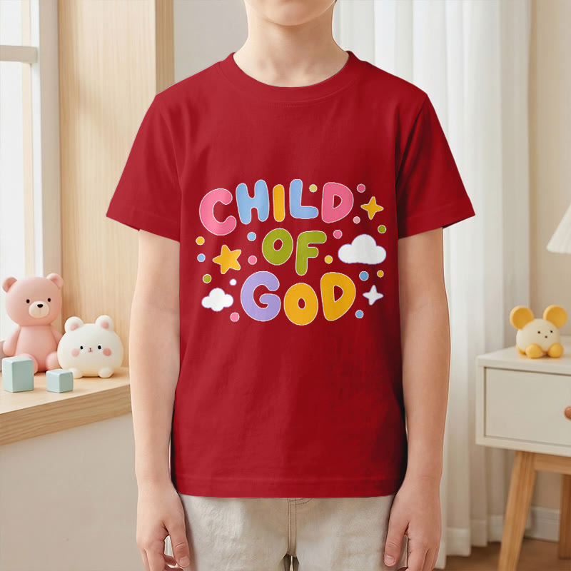Christianartworkshop Verspieltes Kinder-T-Shirt mit Pastell-Blockbuchstaben und Aufdruck „Kind Gottes“. - image 13