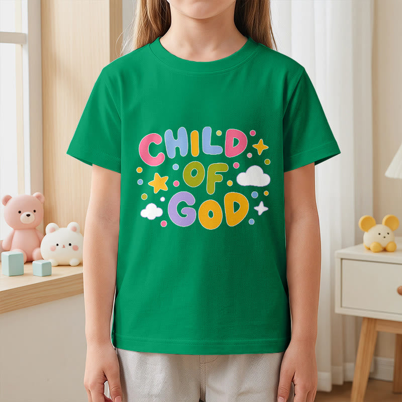 Christianartworkshop Verspieltes Kinder-T-Shirt mit Pastell-Blockbuchstaben und Aufdruck „Kind Gottes“. - image 2