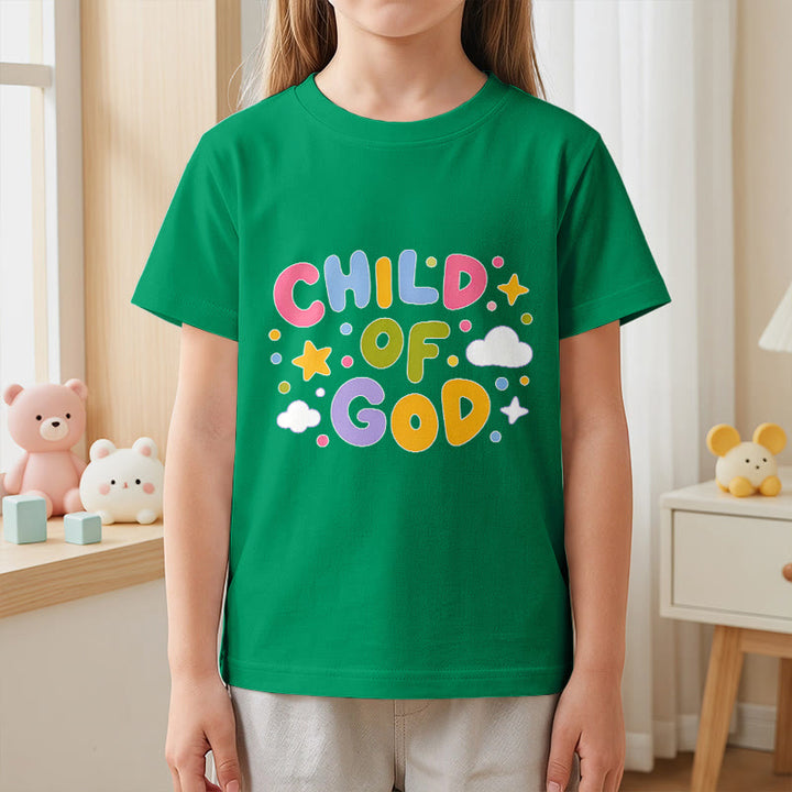 Christianartworkshop Verspieltes Kinder-T-Shirt mit Pastell-Blockbuchstaben und Aufdruck „Kind Gottes“. - image 2