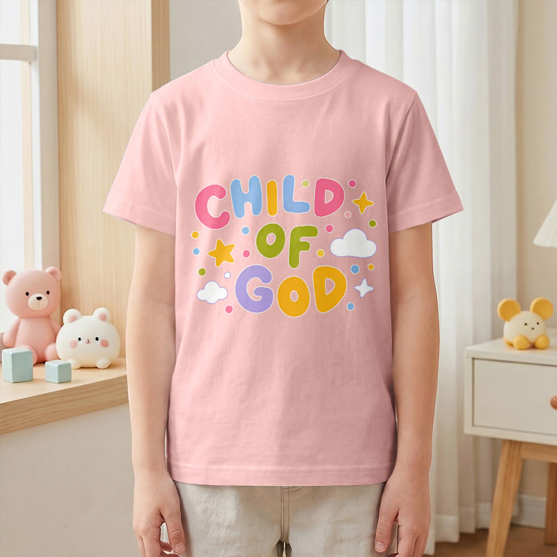 Christianartworkshop Verspieltes Kinder-T-Shirt mit Pastell-Blockbuchstaben und Aufdruck „Kind Gottes“. - image 16