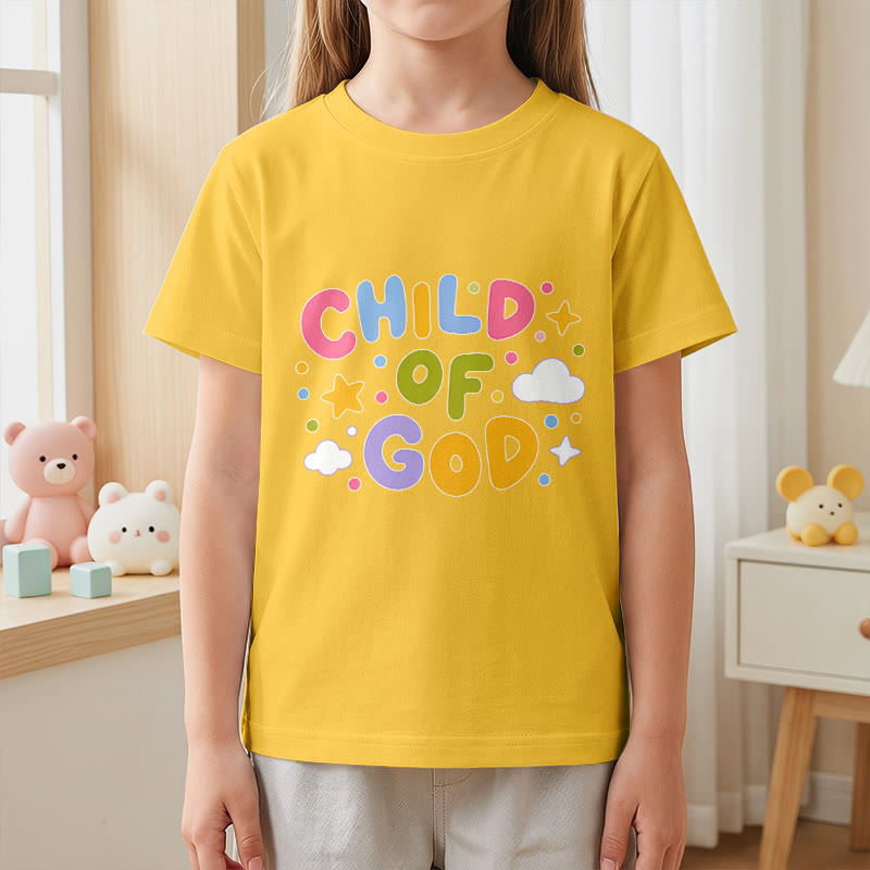 Christianartworkshop Verspieltes Kinder-T-Shirt mit Pastell-Blockbuchstaben und Aufdruck „Kind Gottes“. - image 29
