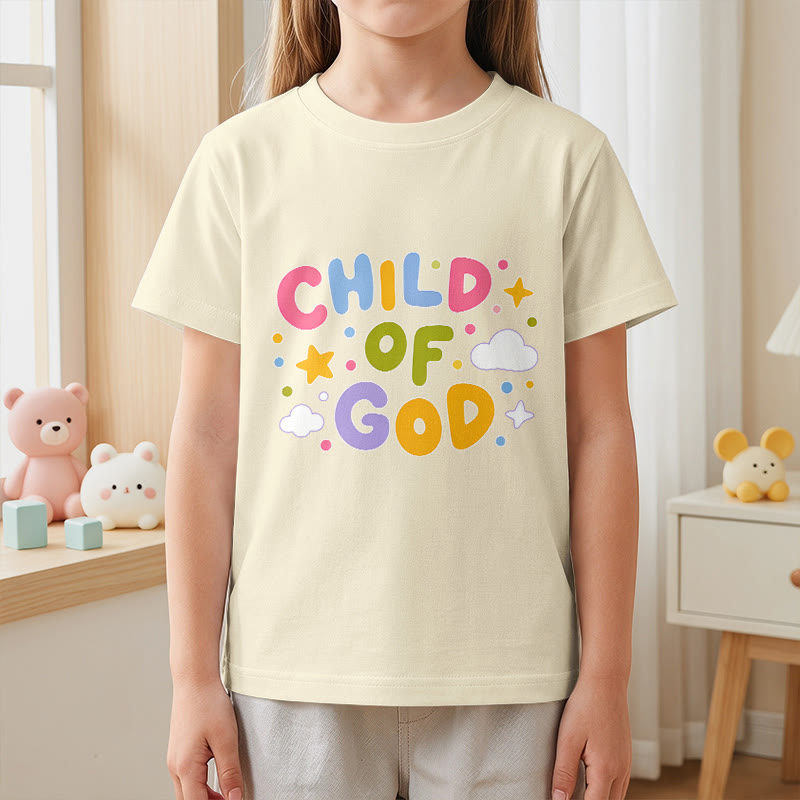 Christianartworkshop Verspieltes Kinder-T-Shirt mit Pastell-Blockbuchstaben und Aufdruck „Kind Gottes“. - image 23