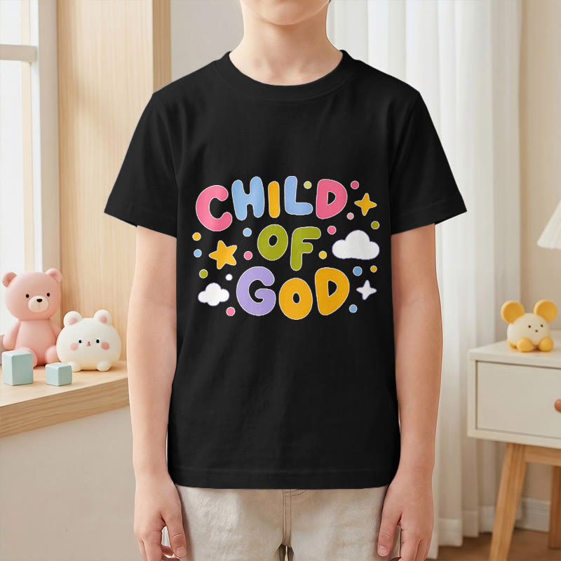 Christianartworkshop Verspieltes Kinder-T-Shirt mit Pastell-Blockbuchstaben und Aufdruck „Kind Gottes“. - image 25