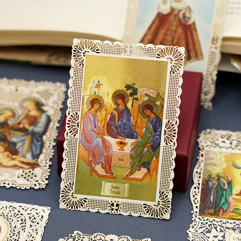 Christianartworkshop Aufwendig gearbeitetes Lesezeichen mit Heiligenbildmotiv und kunstvollem Blumenrand: Eine Erinnerung an göttliche Schönheit - K - image 14