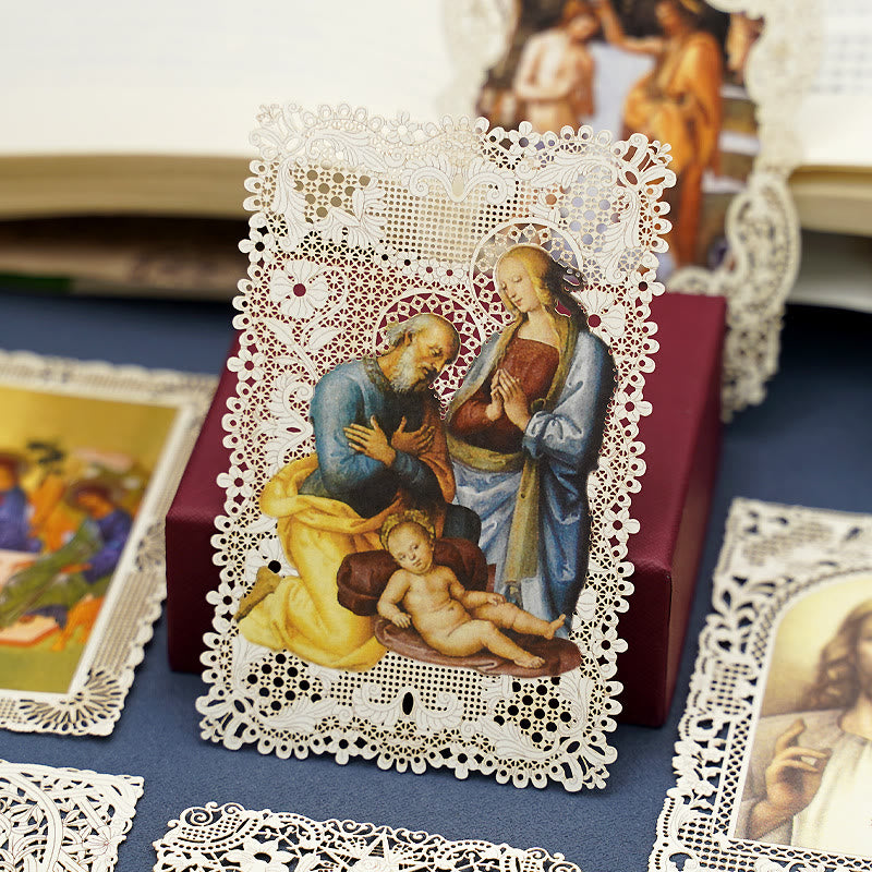 Christianartworkshop Aufwendig gearbeitetes Lesezeichen mit Heiligenbildmotiv und kunstvollem Blumenrand: Eine Erinnerung an göttliche Schönheit - F - image 7