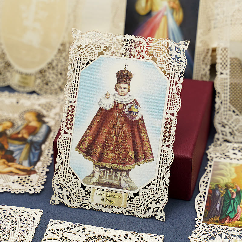 Christianartworkshop Aufwendig gearbeitetes Lesezeichen mit Heiligenbildmotiv und kunstvollem Blumenrand: Eine Erinnerung an göttliche Schönheit - C - image 3